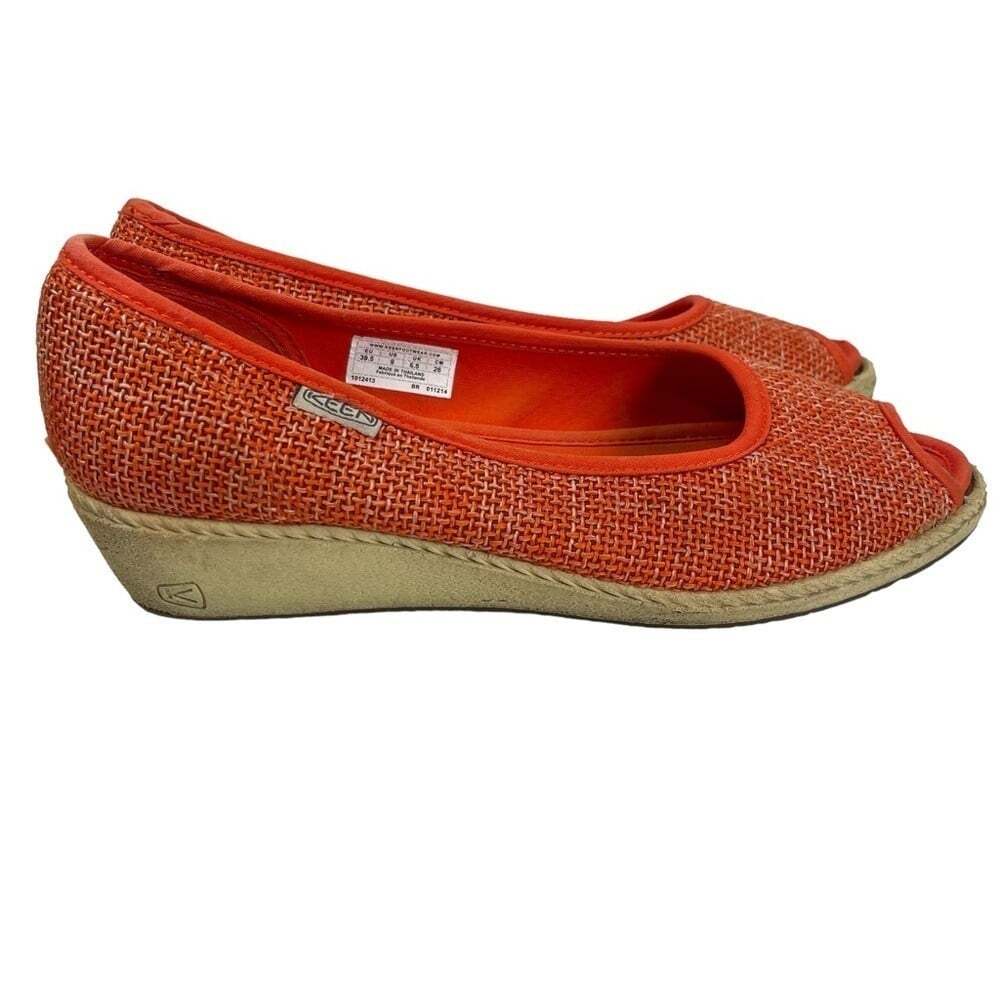 KEEN Cortona Wedge Shoes Womens 9 Orange Peep Toe Casual Comfort 1012413